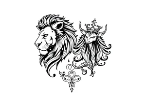 powerful majestic lion vagina, and anus 
with a crown tattoo idea