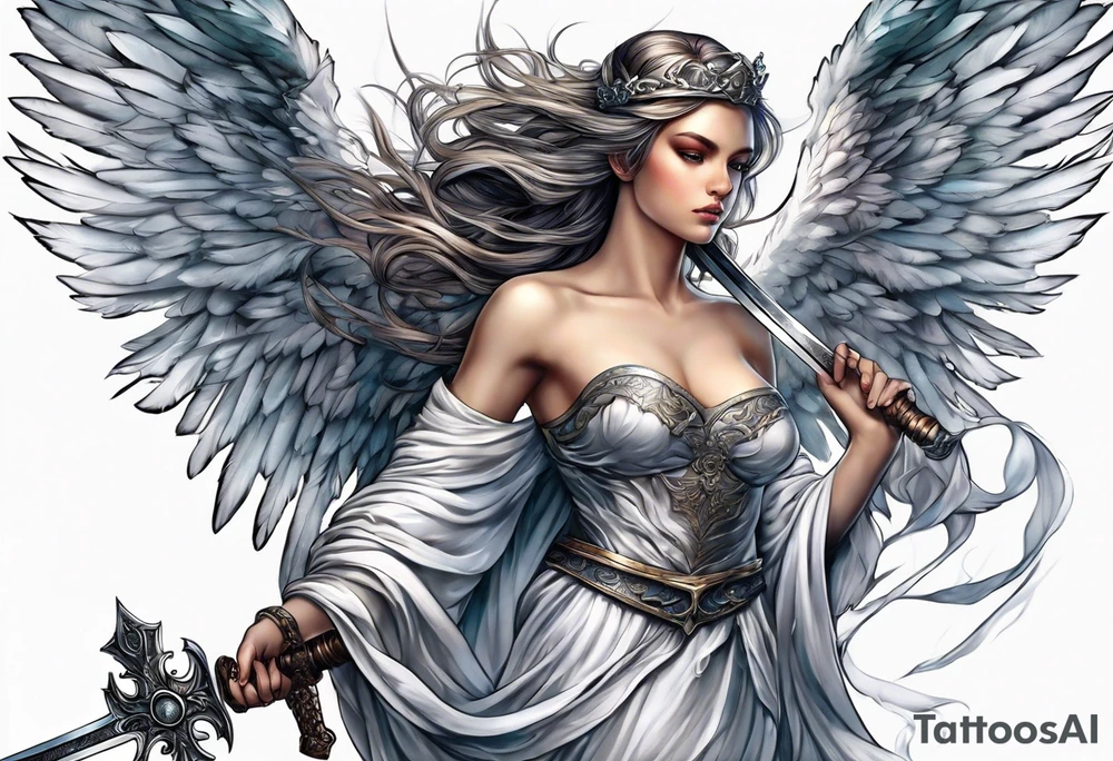 Angel with a sword tattoo idea