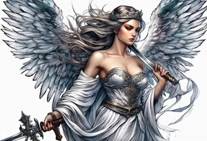 Angel with a sword tattoo idea