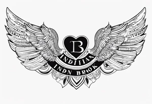 The words “Indian Brook” with angel wings tattoo idea