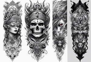 demonic style sleeve tattoo idea