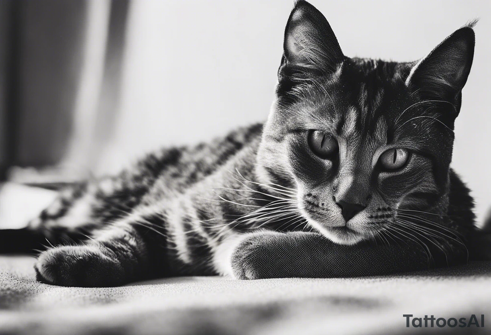 Cat laying down tattoo idea