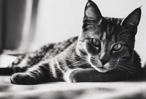 Cat laying down tattoo idea