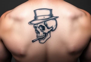 skull with top-hat,cigar in his mouth and playing cards. tattoo idea