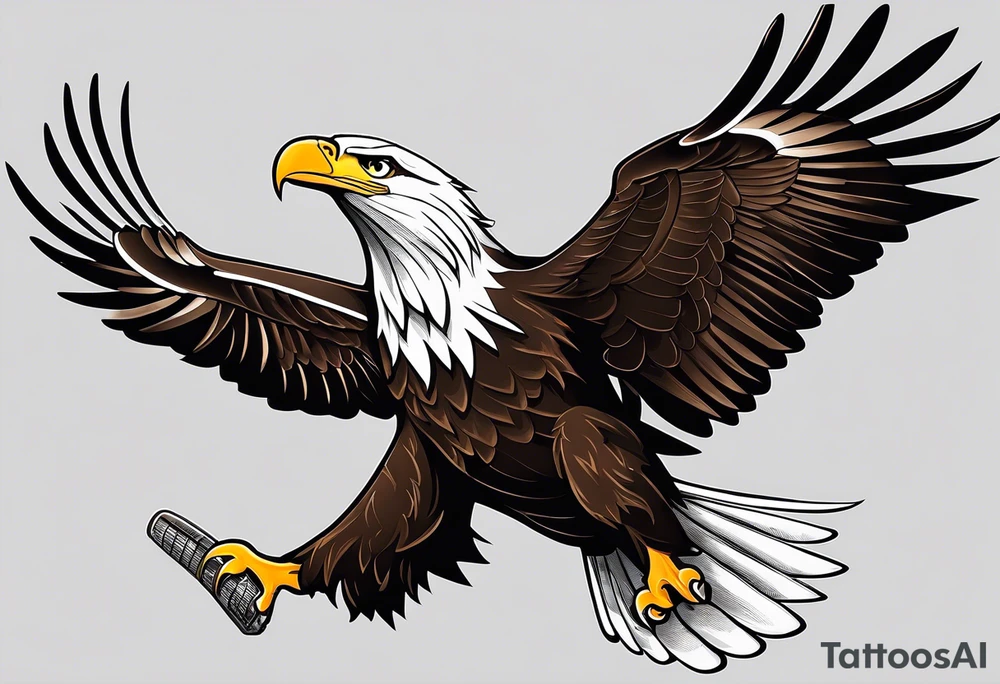 Bald eagle with a 737 American Airlines Plane tattoo idea