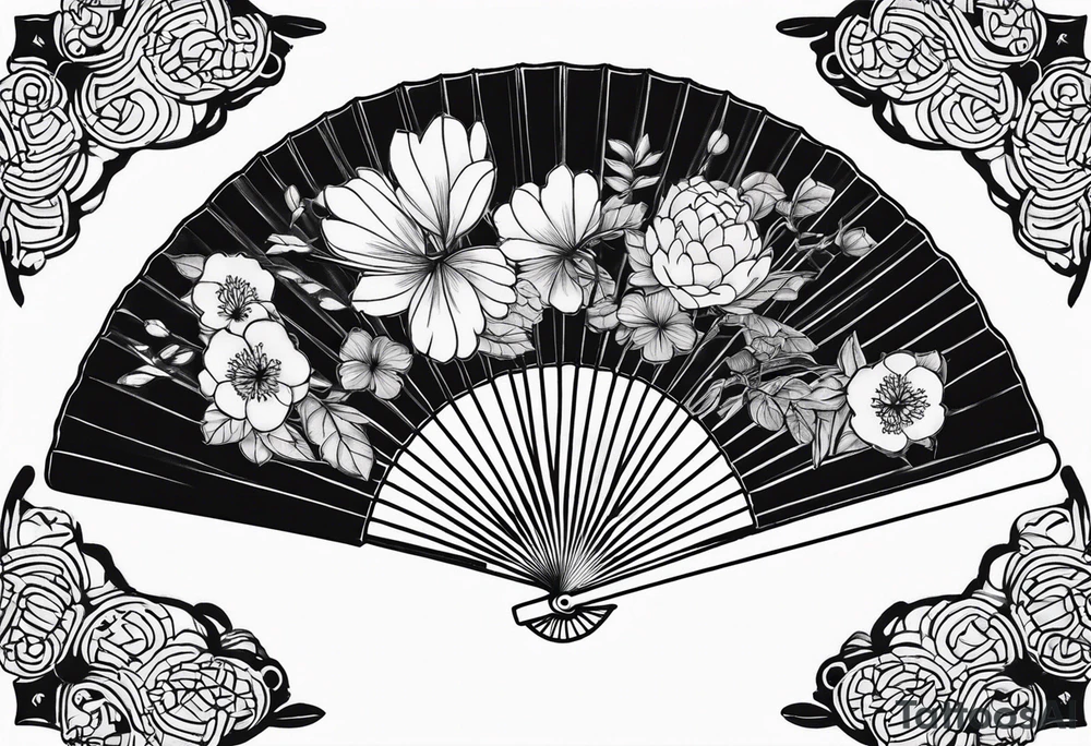 Black Japanese fan tattoo idea