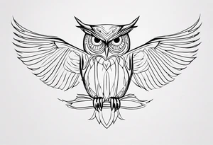 one line tattoo of a owl. Has to be made of single line tattoo idea