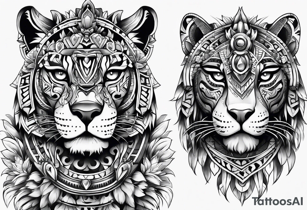 aztec jaguar sleeve tattoo idea