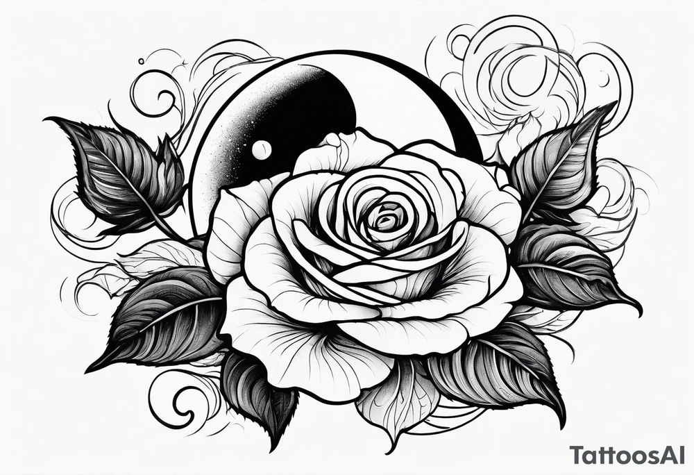 Rose wrapped around moon tattoo idea