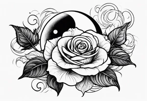 Rose wrapped around moon tattoo idea