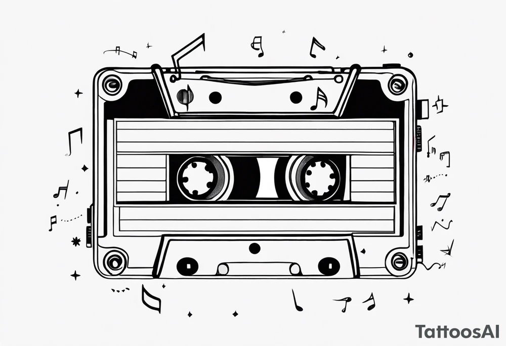 Retro cassette with notes. tattoo idea