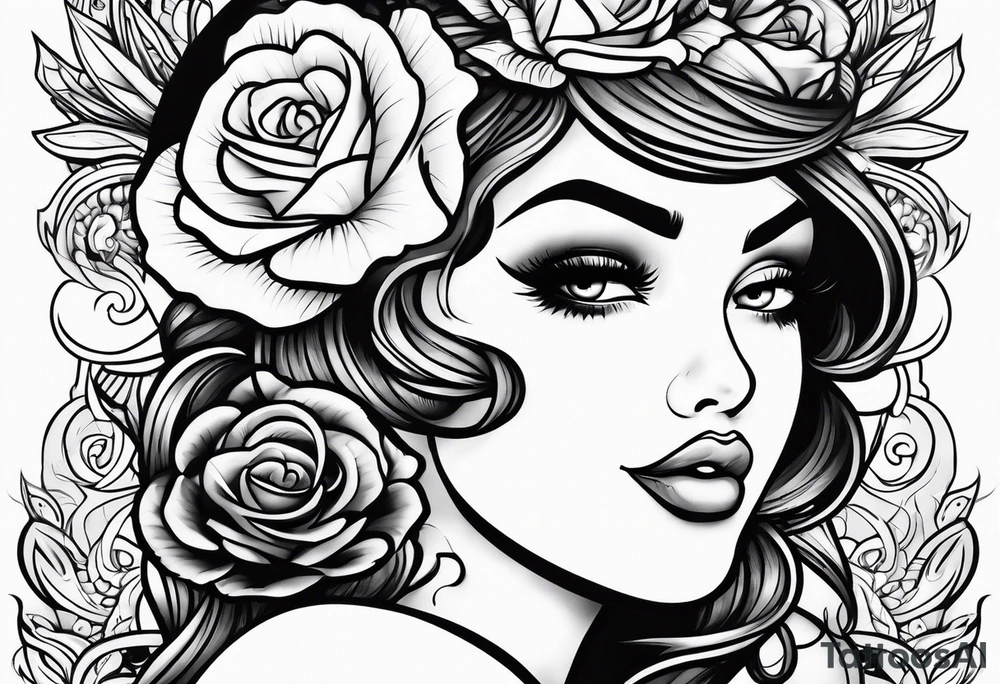 chubby pinup girl tattoo idea