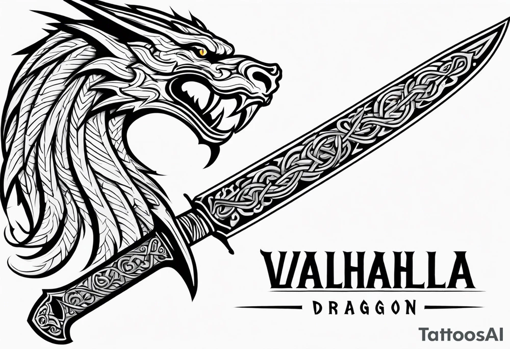 Valhalla  dragon sword symbol tattoo idea