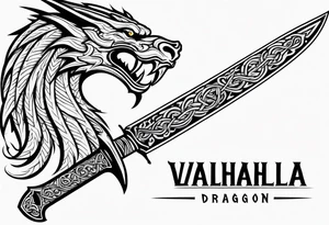 Valhalla  dragon sword symbol tattoo idea