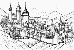 medieval tribal city tattoo idea