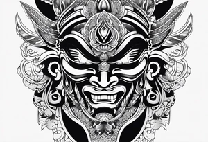 Hanya mask, masculine, aggressive tattoo idea