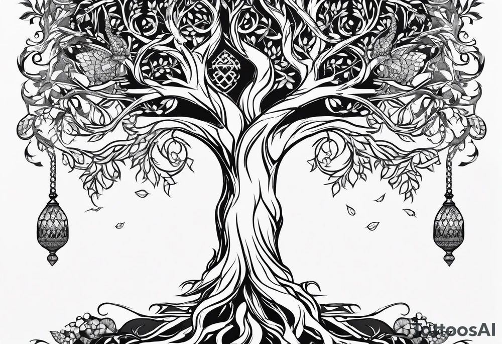Yggdrasil simple with à losange tattoo idea