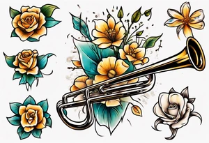 trombone growing flowers tattoo idea