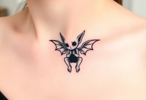 Misfit tiny goblin with wings tattoo idea