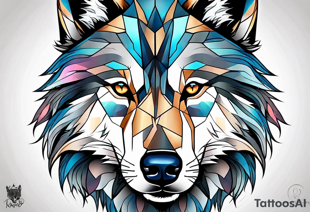 strong wolf gentle eyes tattoo idea