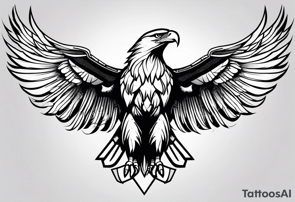 eagle full body fly vector tattoo idea