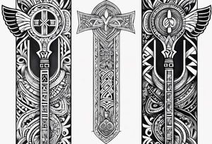 ankh mixed maori for whole arm tattoo idea