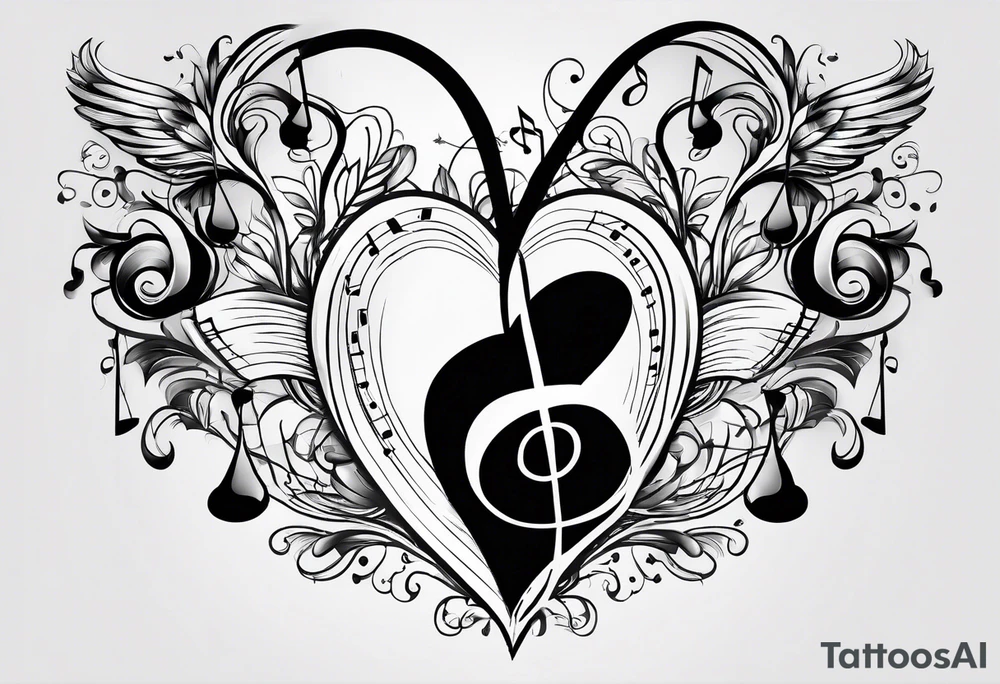 heart with music tattoo idea