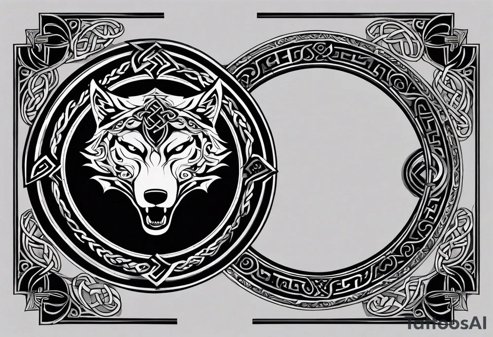 A powerful tattoo design combining Nordic, Greek, and Celtic symbols to represent someone who made you believe in humanity's goodness, only to turn out to be its ultimate betrayer. The centerpiece is a snarling wolf, symbolizing Fenrir, with glowing eyes and an open mouth, representing betrayal and destruction. Surrounding the wolf is the Ouroboros, a serpent eating its own tail, symbolizing the endless cycle of trust and betrayal. The Triskelion, with its three interlocking spirals, appears in the background or as a border, representing the shifting balance between light and dark. Incorporate fire and ice elements to reflect the contrast between warmth (trust) and coldness (betrayal), with Celtic knotwork and runes adding ancient, mystical depth to the design.
make sure that each part of the tattoo is obviously represented tattoo idea