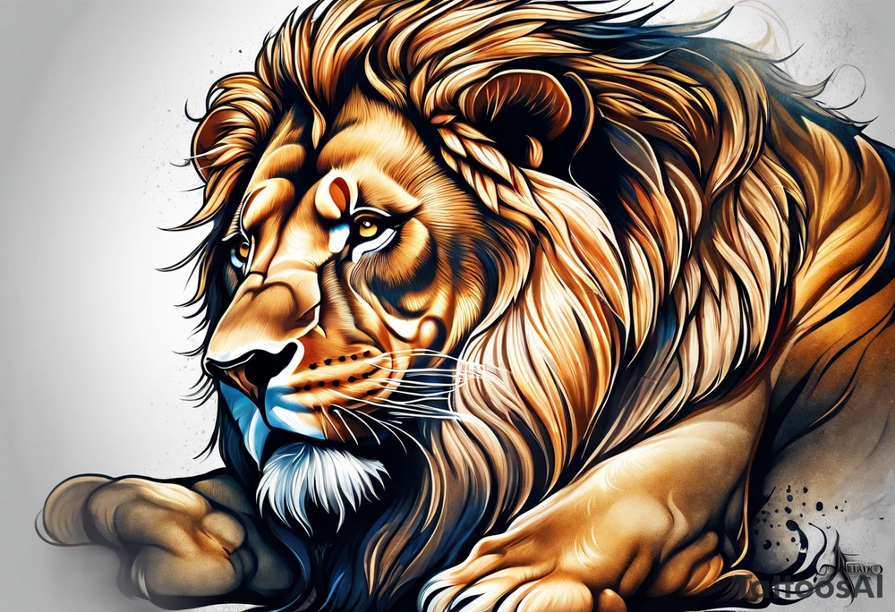 Old lion bodybuilder tattoo idea
