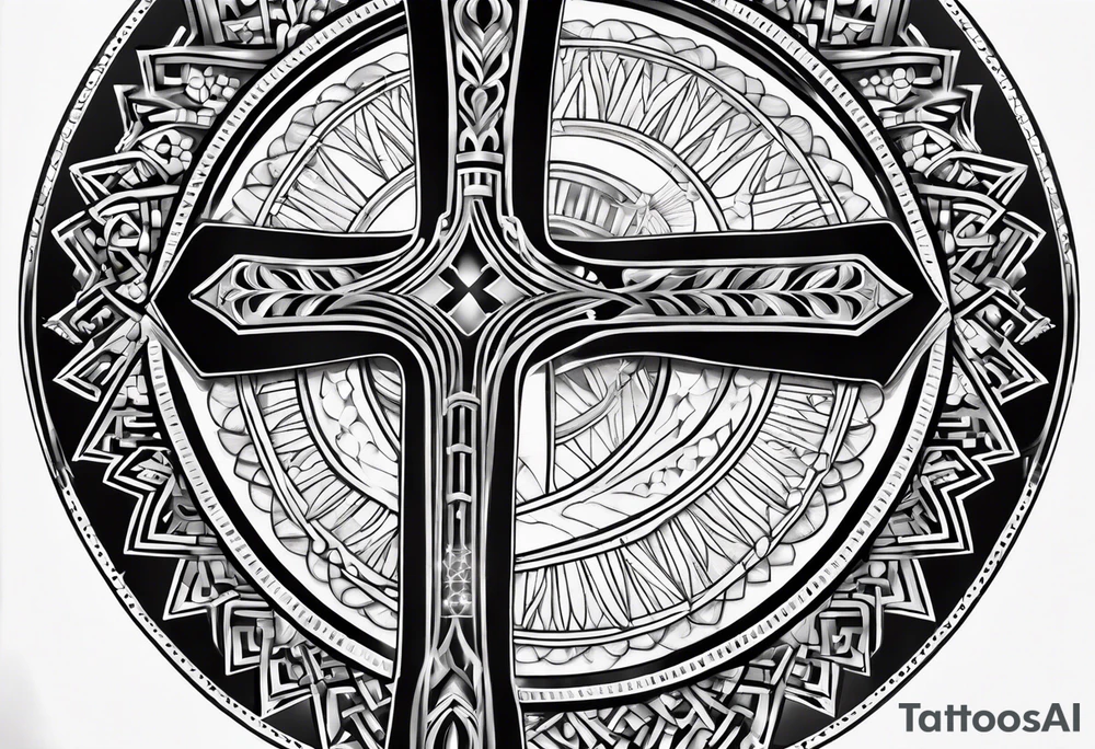 Egyptian ankh with light beam shining down tattoo idea