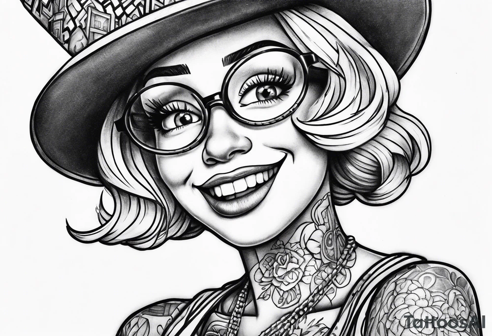 A sexy women wearing SpongeBob SquarePants clothing tattoo idea