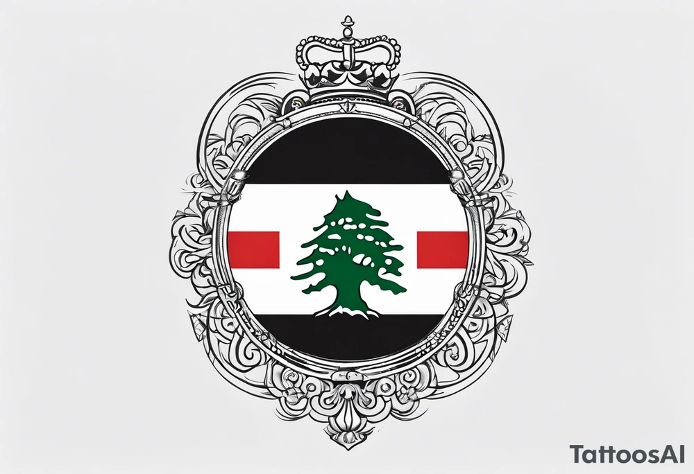 I want to create a small side neck tattoo which combines elements from lebanon's flag and german ancestry tattoo idea