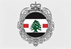 I want to create a small side neck tattoo which combines elements from lebanon's flag and german ancestry tattoo idea