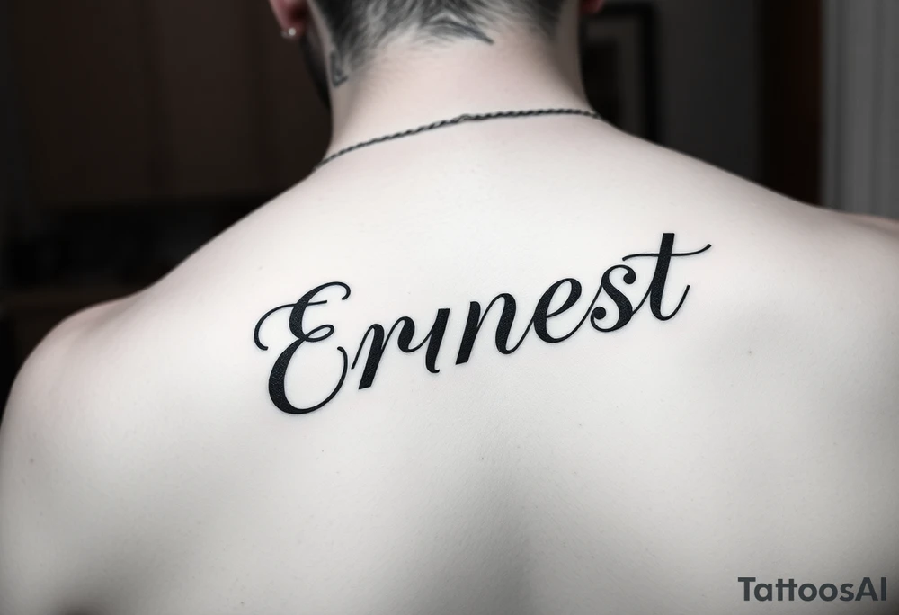 Romantic inner arm tattoo of husband name Ernest tattoo idea