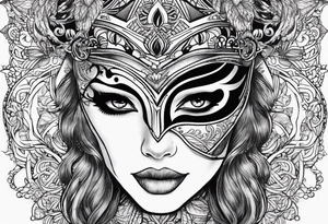 lady with masked tattoo idea