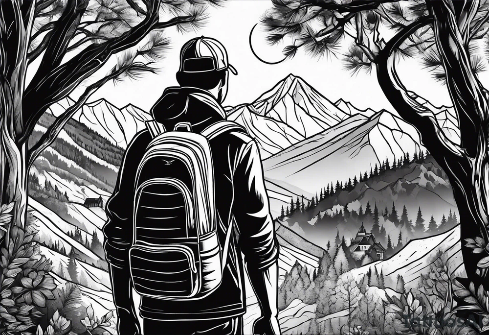 Man and woman hiking tattoo idea