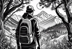Man and woman hiking tattoo idea
