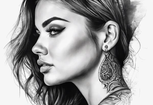 woman face side on. face at the top starts to morph into a city tattoo idea