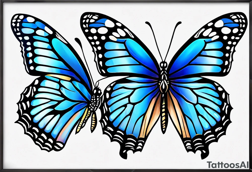 blue monarch butterflies tattoo idea