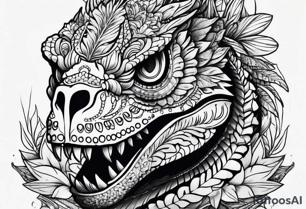 Sugar skull iguana tattoo idea