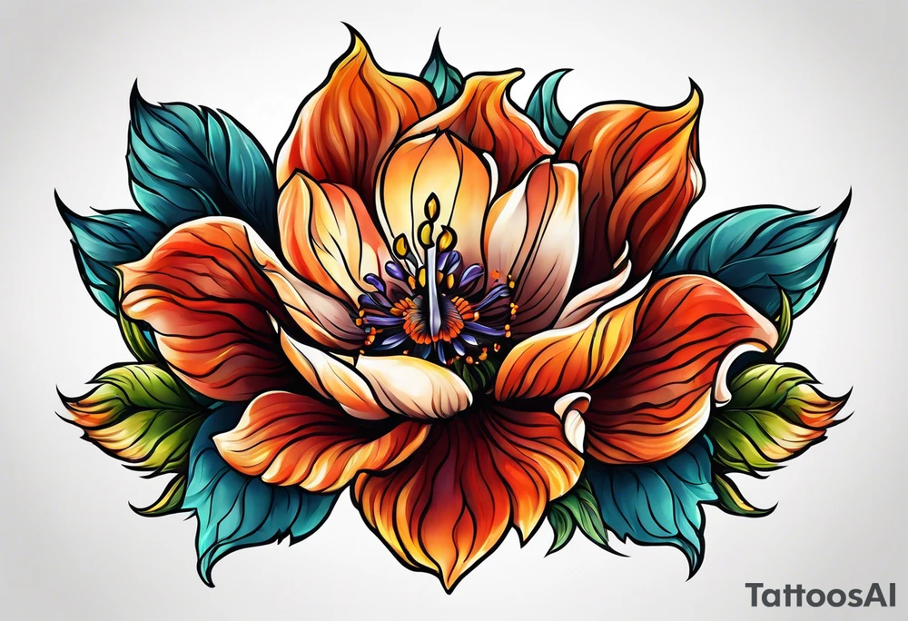 Flower fire for a male tattoo tattoo idea