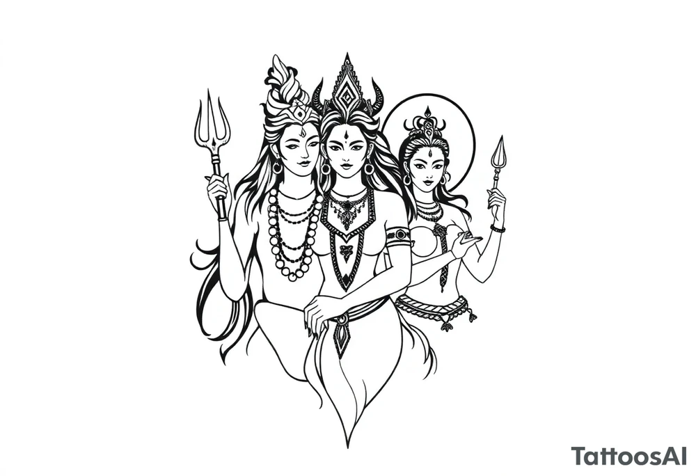 Lord Shiva, Godess Kali, Godess Lilith Together tattoo idea