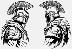 ultra-fine line linework vector of a spartan from the side tattoo idea