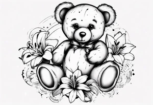 Teddy bear Lily galaxy tattoo idea