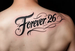 forever 26 in scripted writing tattoo idea