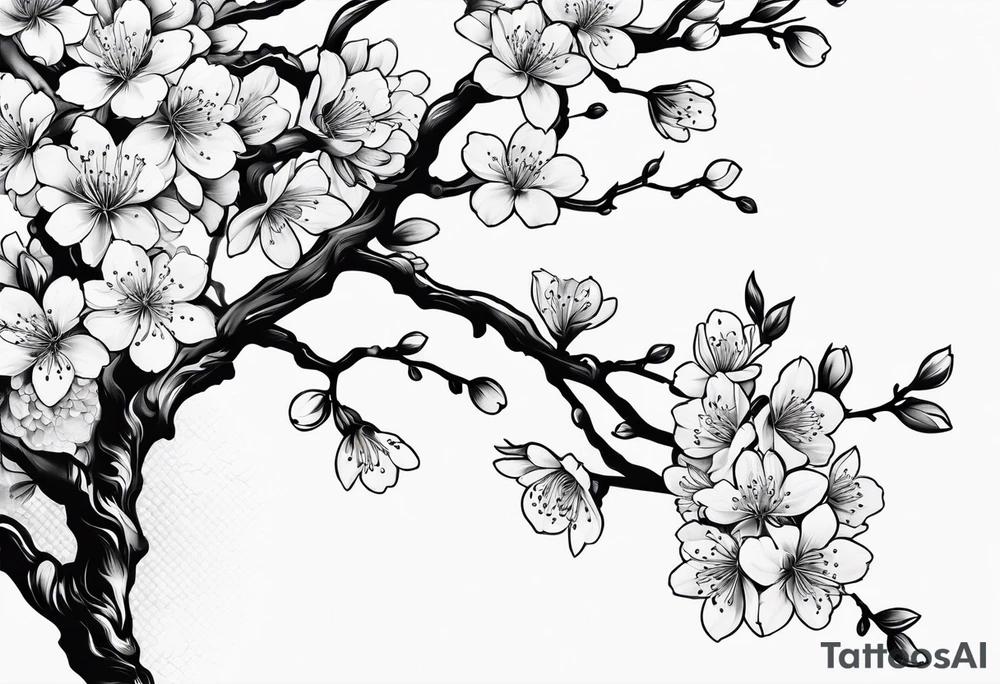 Cherry blossom branches tattoo idea