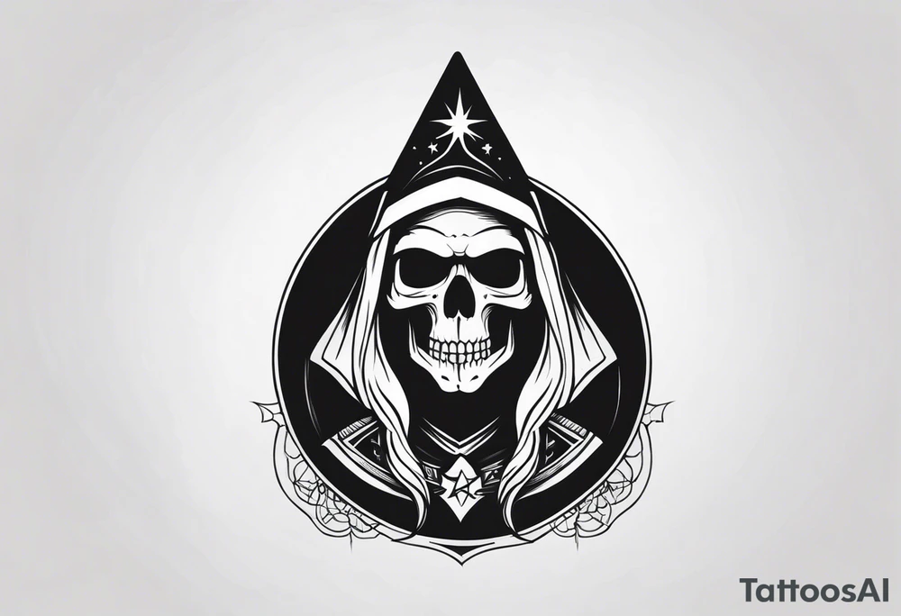 skull wizard tattoo idea