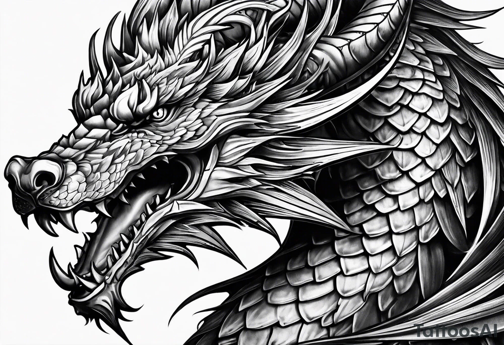 Drache mit geschlossener Schnauze tattoo idea