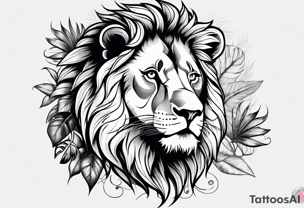 Lion in jungle tattoo idea