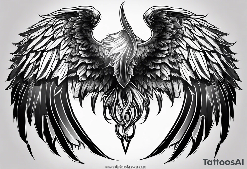 back tattoo with one angel wing and one devil wing tattoo idea